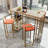 Five-Piece Bar Table & Chair Set, Gold Frame, Multi-Layer Top, Cushioned Chairs, Storage Table-2035609568-2035609571