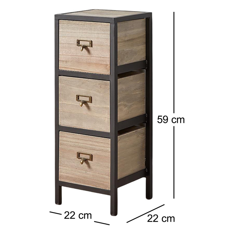 Stclair Fully Assembled Wooden 3 Drawer Chest Storage Unit