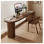 Bureau en bois massif minimaliste: rebord incurvé et base cylindrique-109948521