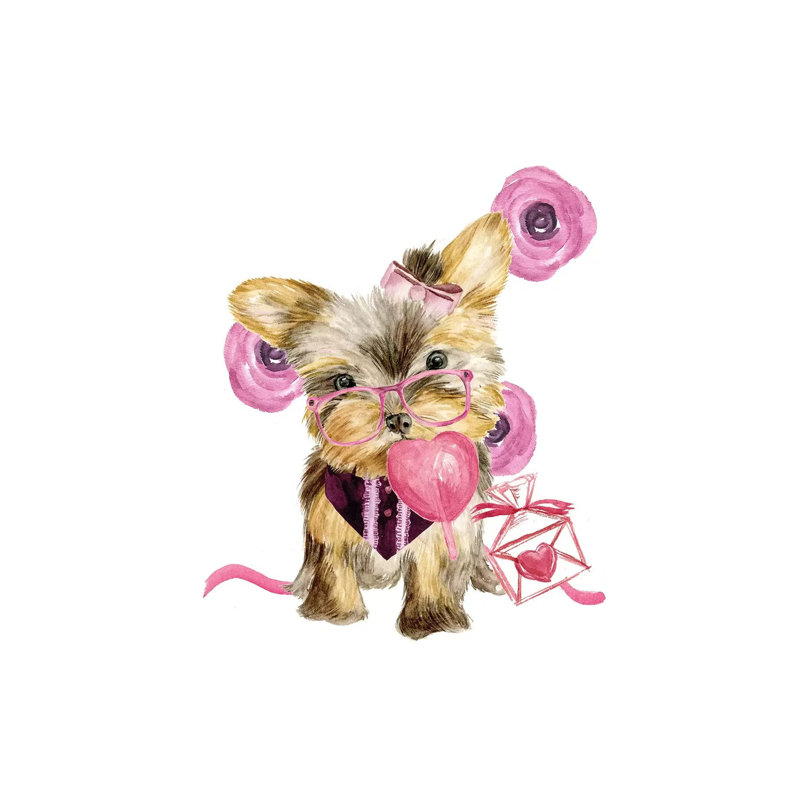 Valentine Puppy VI by Melissa Wang - Wrapped Canvas Painting, 45.72 cm H x 45.72 cm W x 1.91 cm D