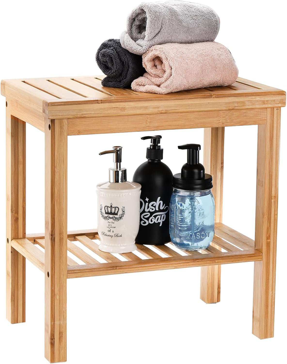 Millwood Pines Bamboo Shower Bench, Bath Seat Stool, Spa Foot Rest