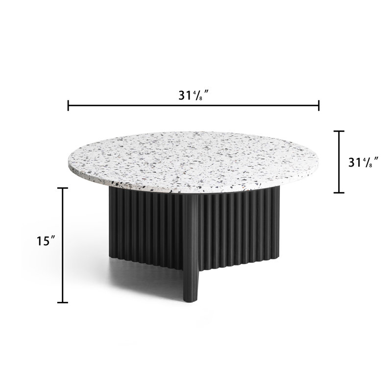 Round Coffee Table with Wood Veneer Base