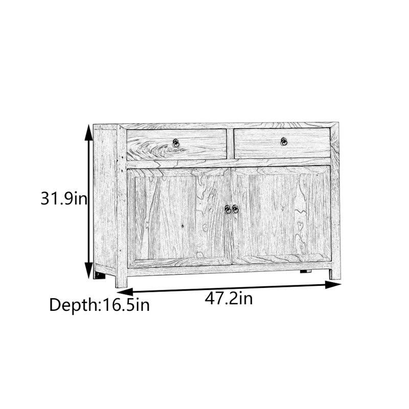 Armoire console en bois d'orme massif