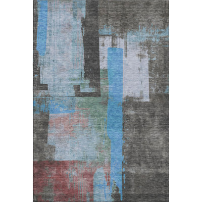 Premium Machine Washable Otte AMF1779 Blocks Rug