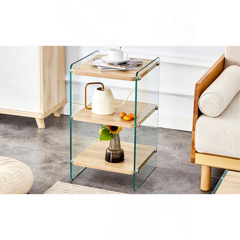 Three Layer Bedside Cabinet.The Board Is Made Of Mdf With Wooden Stickers