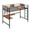 Twin Metal Loft Bed With Desk And Shelve,Black-1077451925