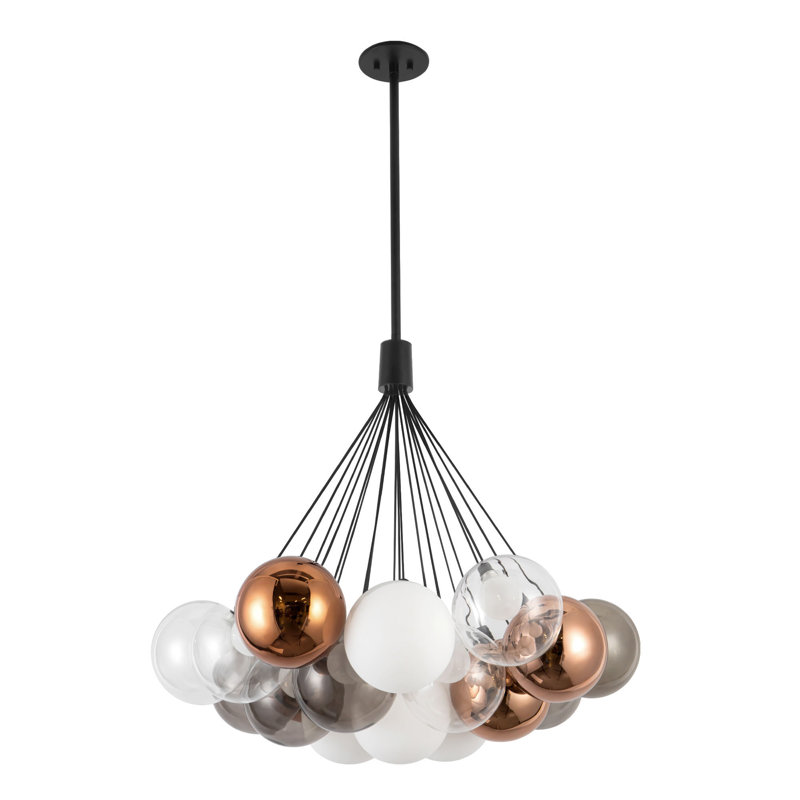 Bolla 28-in Black dimmable LED Chandelier, Matte Black
