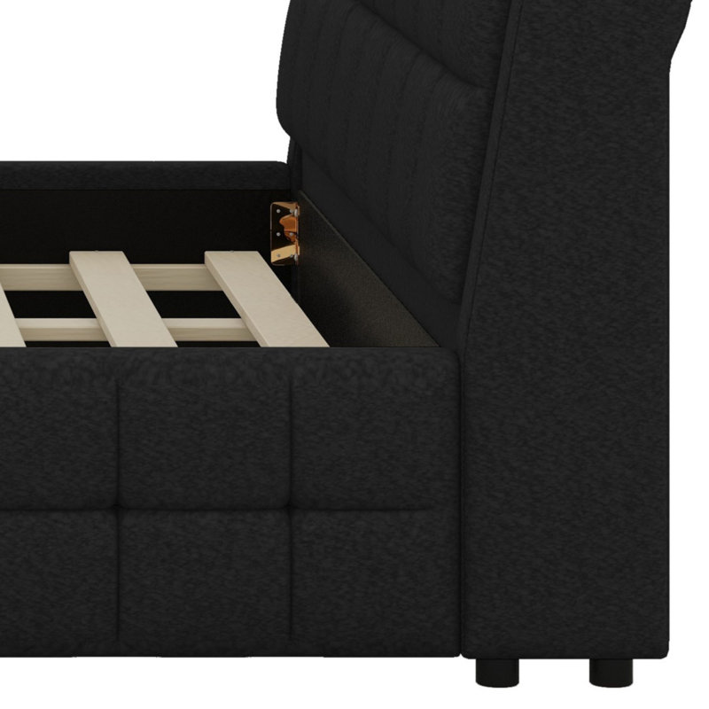 Lit plateforme tapissier Contemporary, Noir