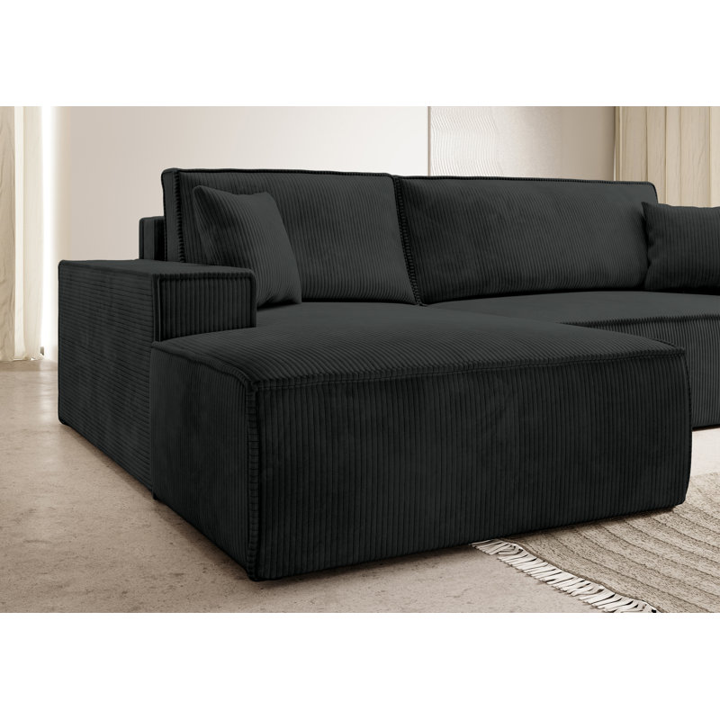 Chadman Sofa & Chaise, Left Hand Facing, Black
