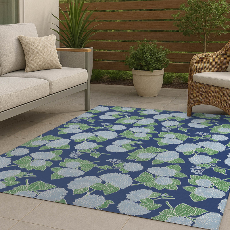 Hydrangea Non Slip Outdoor Rug, Rectangle 8' x 10'