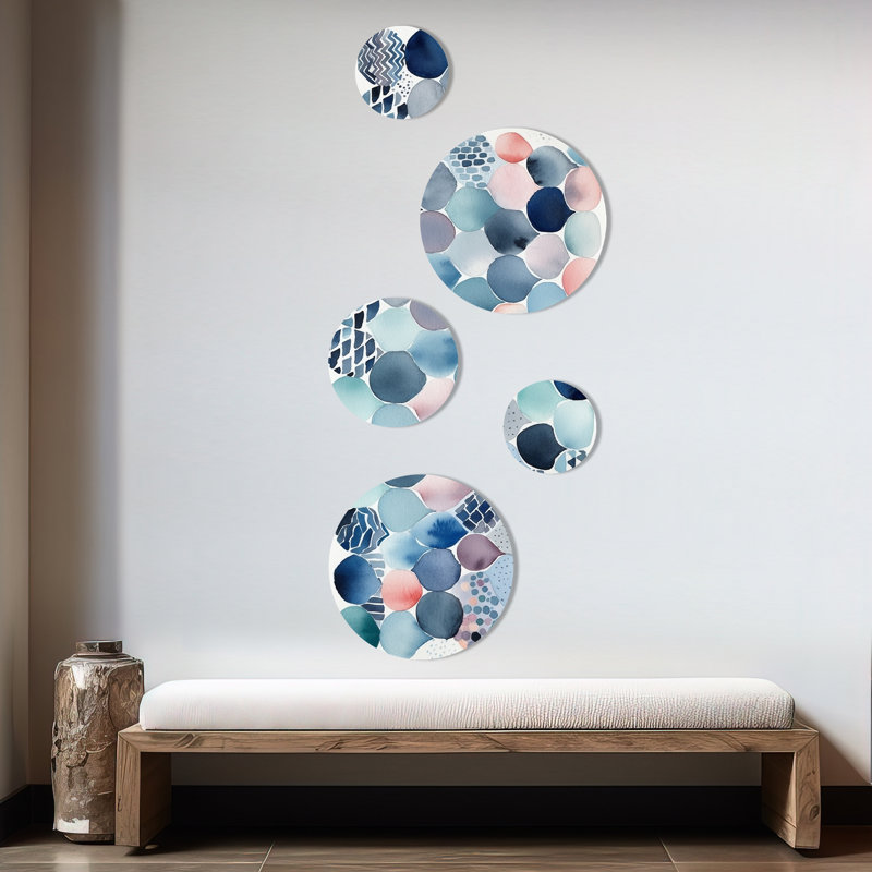Blue Abstracted Mapping of Forms I - Modern Geometric Metal Wall Décor