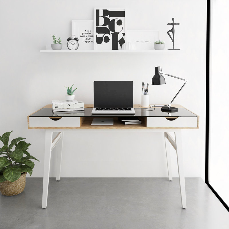 Bureau d'ordinateur compact avec rangement multiple