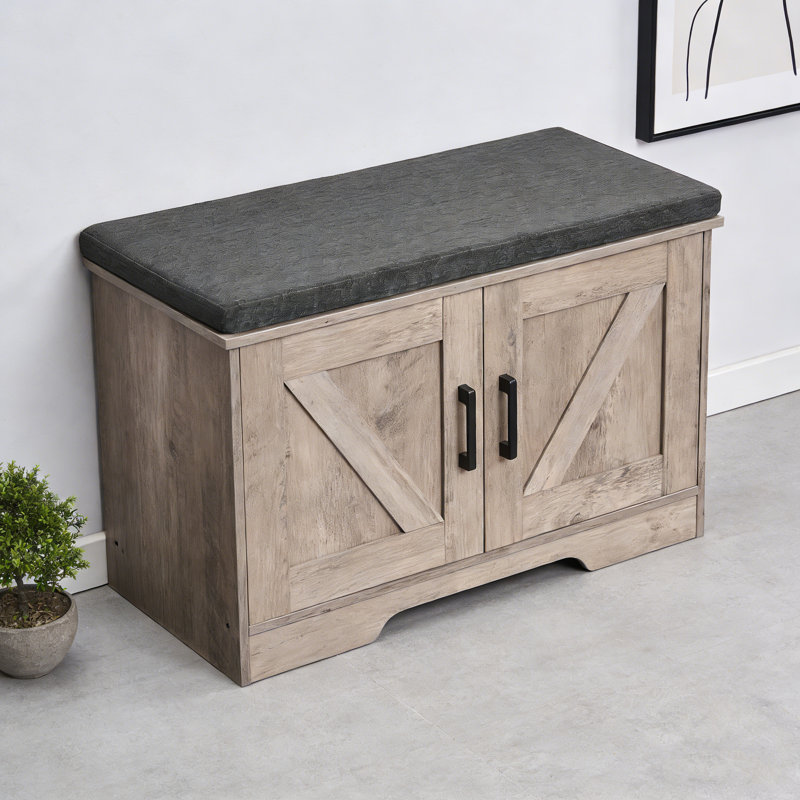 Banc de rangement avec siège rembourré, H 17,72 po x l 27,56 po x P 13,78 po