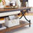 Kempst Coffee Table with Storage Shelf, Rustic Farmhouse Brown Cocktail Table with Metal Frame, 2-Tier Wood and Metal Frame Accent Table for Living Room, Apartment, or Small Spaces-1508161458