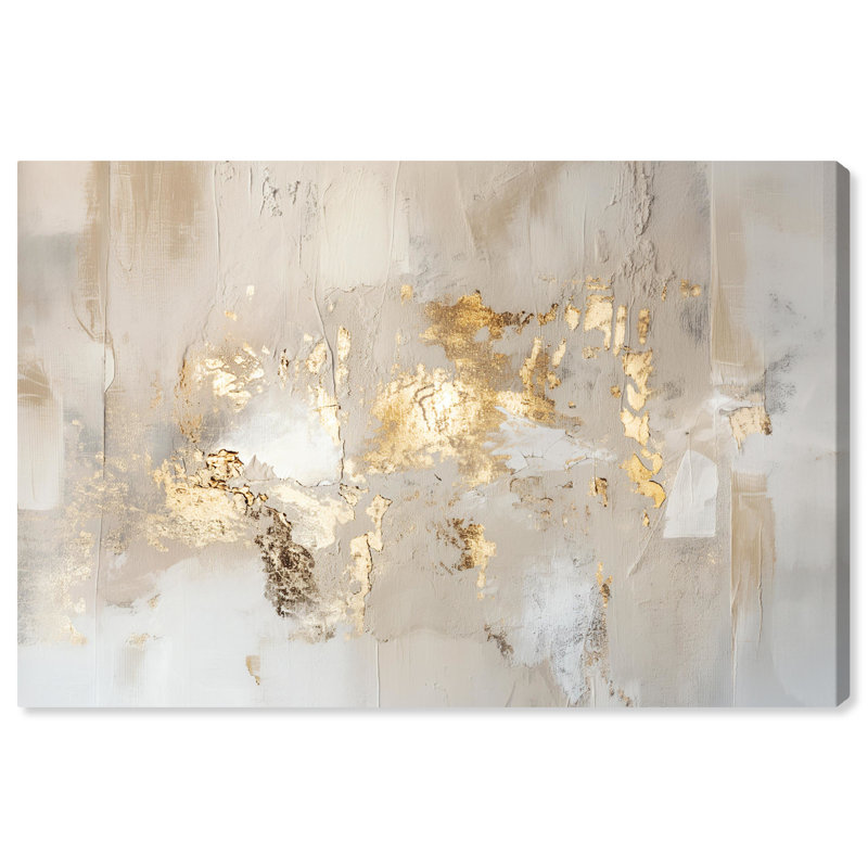 Sands of Time Gold and Beige Abstract Canvas Wall Art