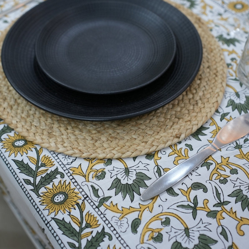 Housse de table Classic Garden - Style intemporel pour les repas quotidiens, Madhav, gris foncé, L 72 po x L 160 po
