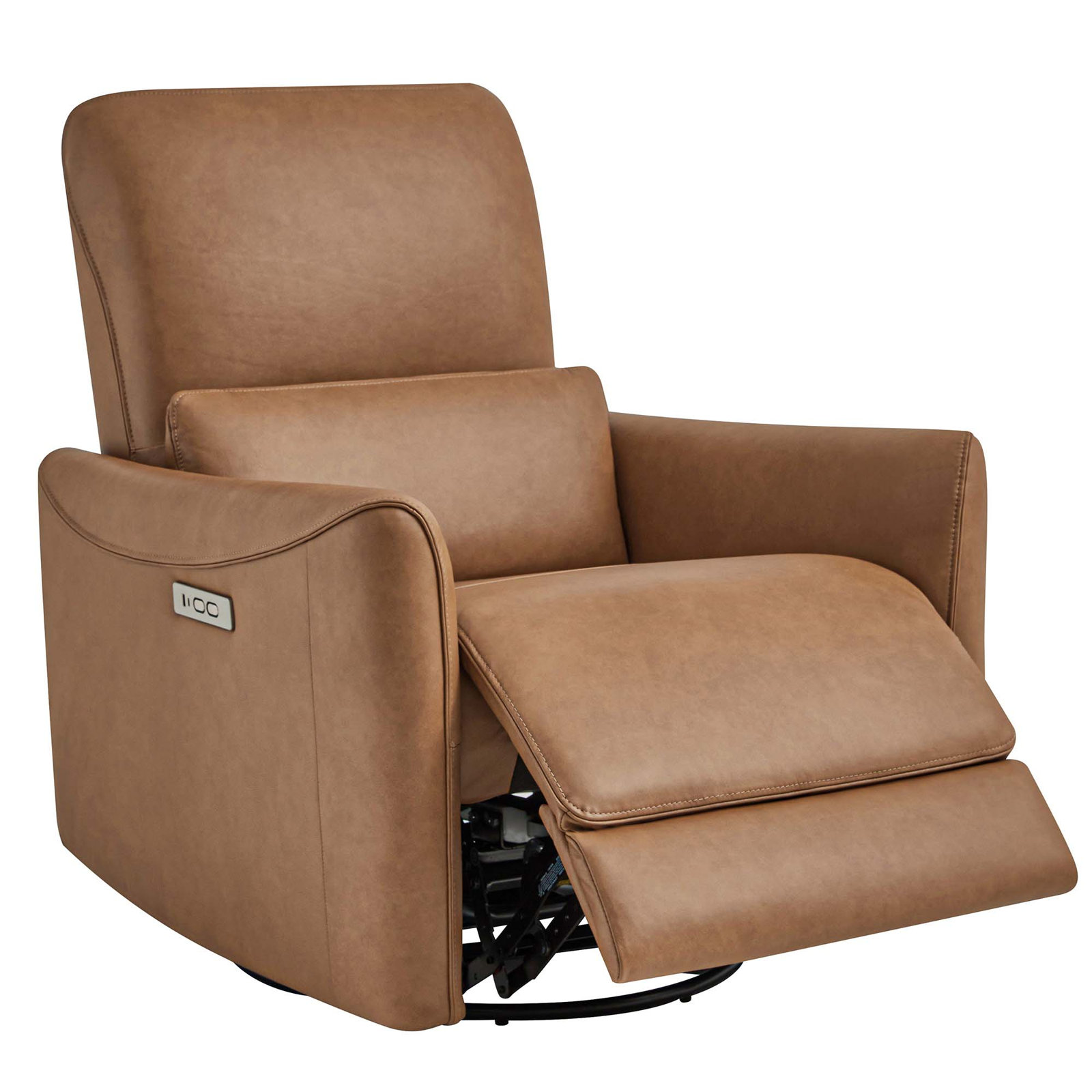 Santo 33" Genuine Leather Swivel Power Recliner, Aline Butternut