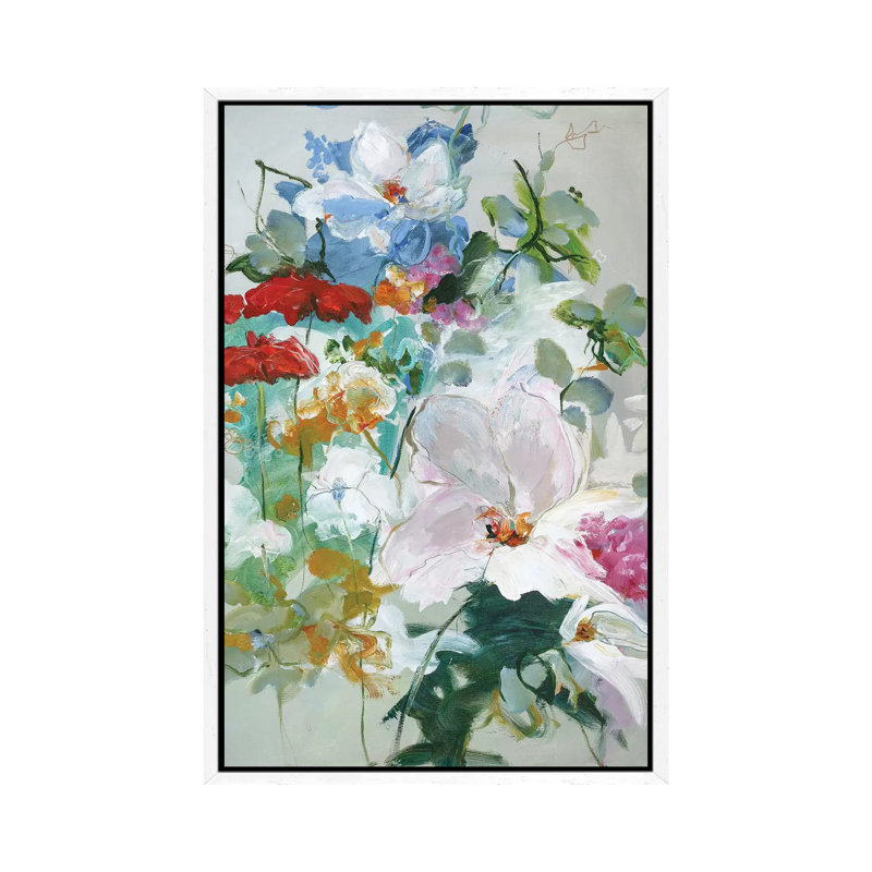 Flower Varity I - Painting on Canvas, 66.04cm H x 45.72cm W x 3.81cm D, White Framed