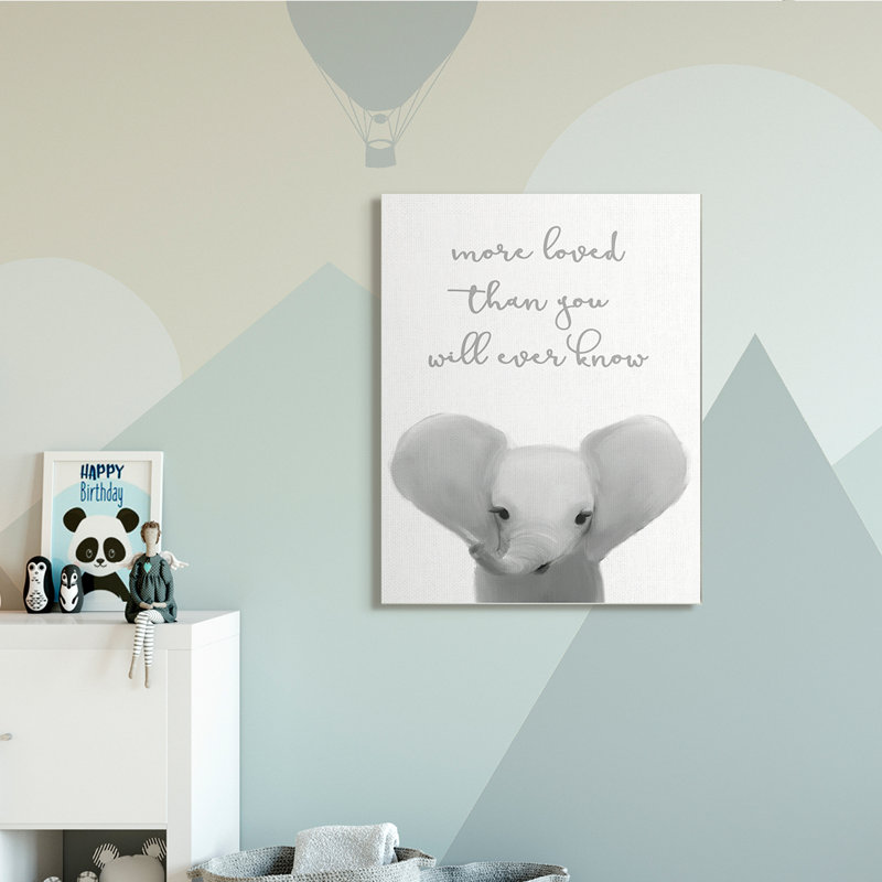 Annabel plus aimée que vous ne le saurez jamais Éléphant mignon, H 48 po x l 36 po x P 1,5 po, Toile tendue