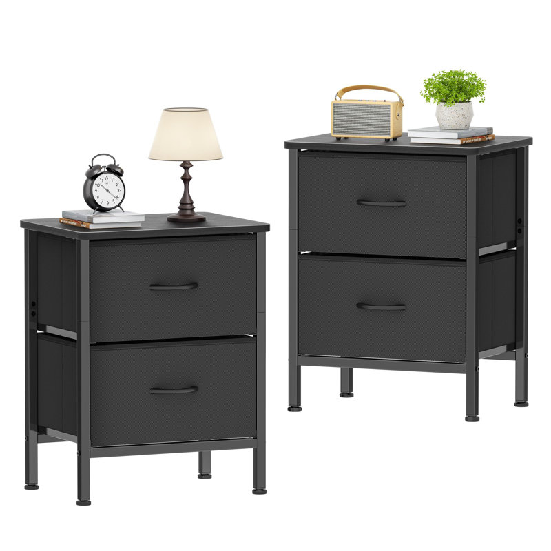 Braelon 42cm W Metal Bedside Table, Black