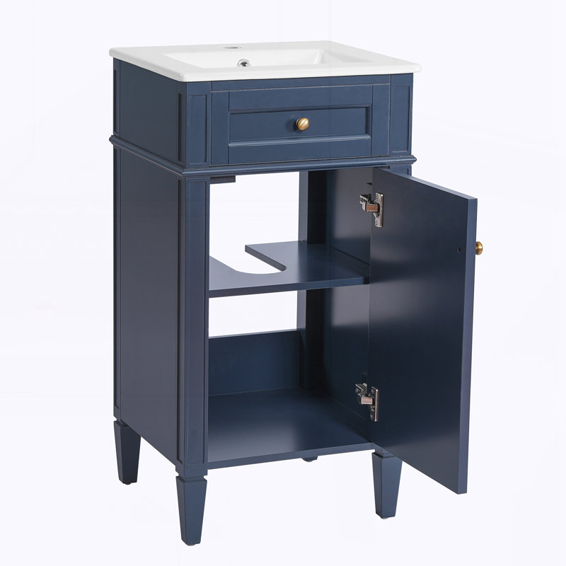 Meuble-lavabo 18 po avec lavabo en céramique, Blue