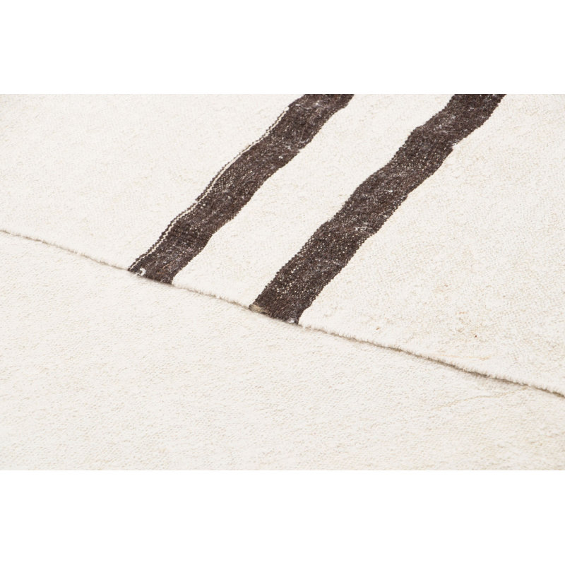 Vintage Turkish Kilim Hemp Rug with Brown Stripes by Rug & Kilim, 1950-1959, Black