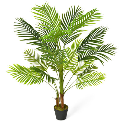 130cm Faux Palm Tree in Wood Planter