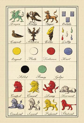 'Heraldic Charges - Dragon, Harpy, Tyger, et al.' Graphic Art