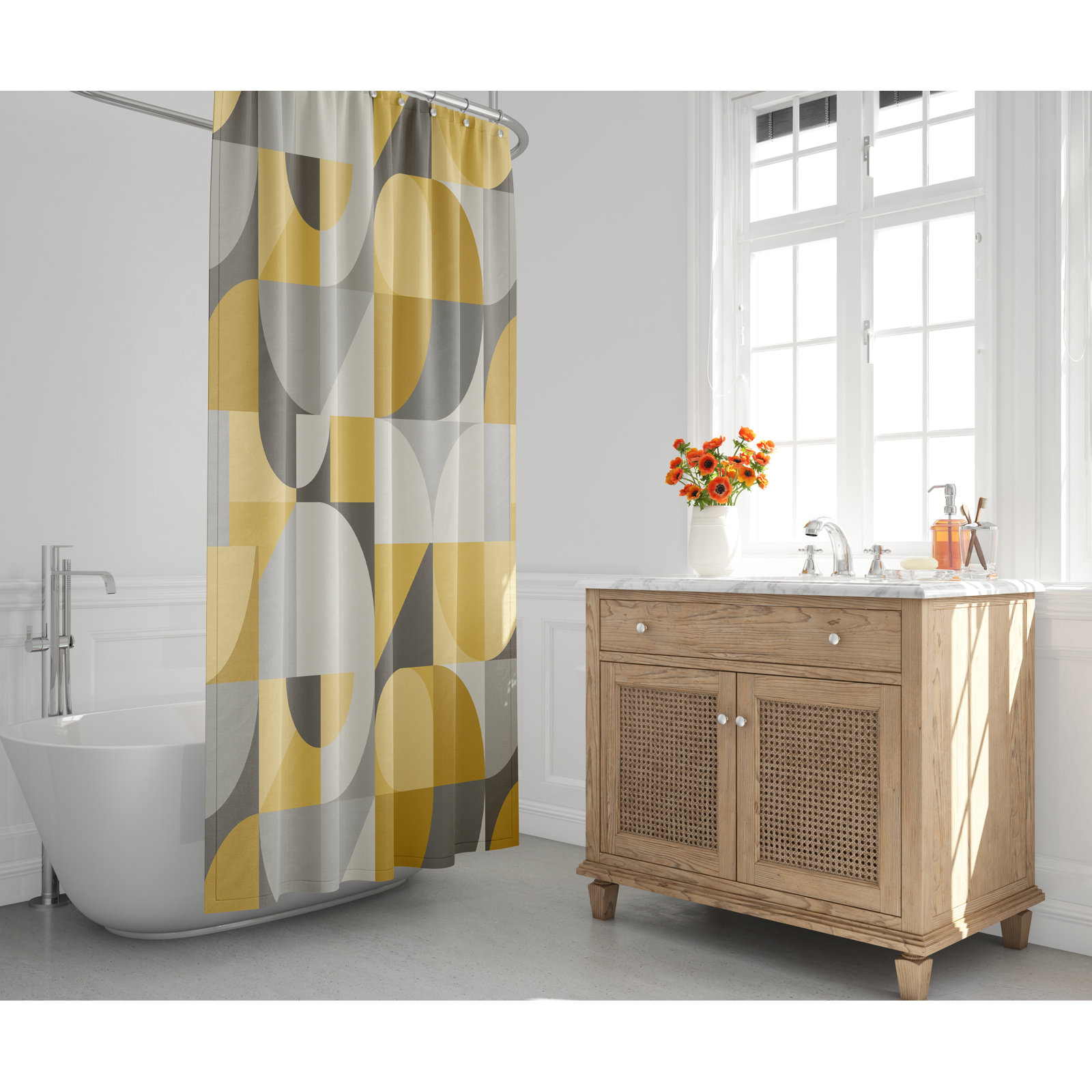Stanley Mid-Century Shower Curtain, Yellow