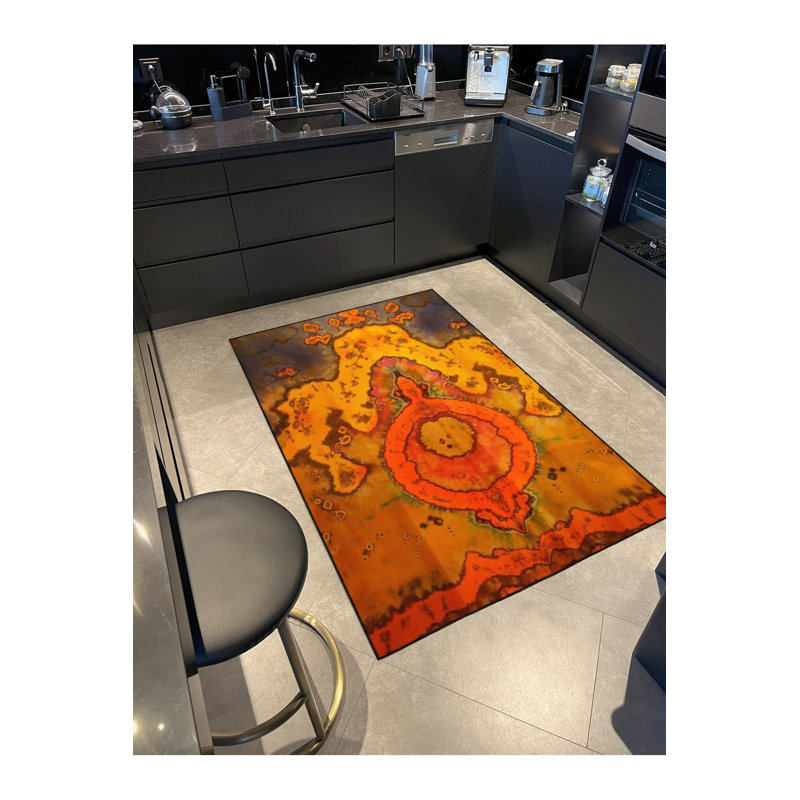 Tapis lavable orange moderne Modern, Tapis de couloir 3 pi 3 po x 9 pi 10 po
