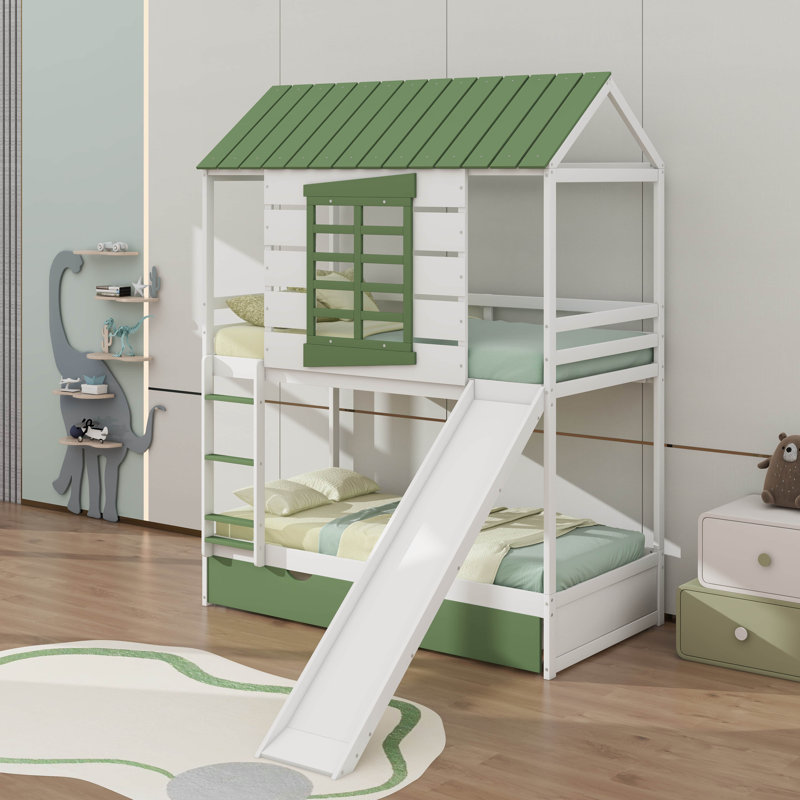 Lit superposé simple au-dessus de simple avec glissière convertible et lit gigogne