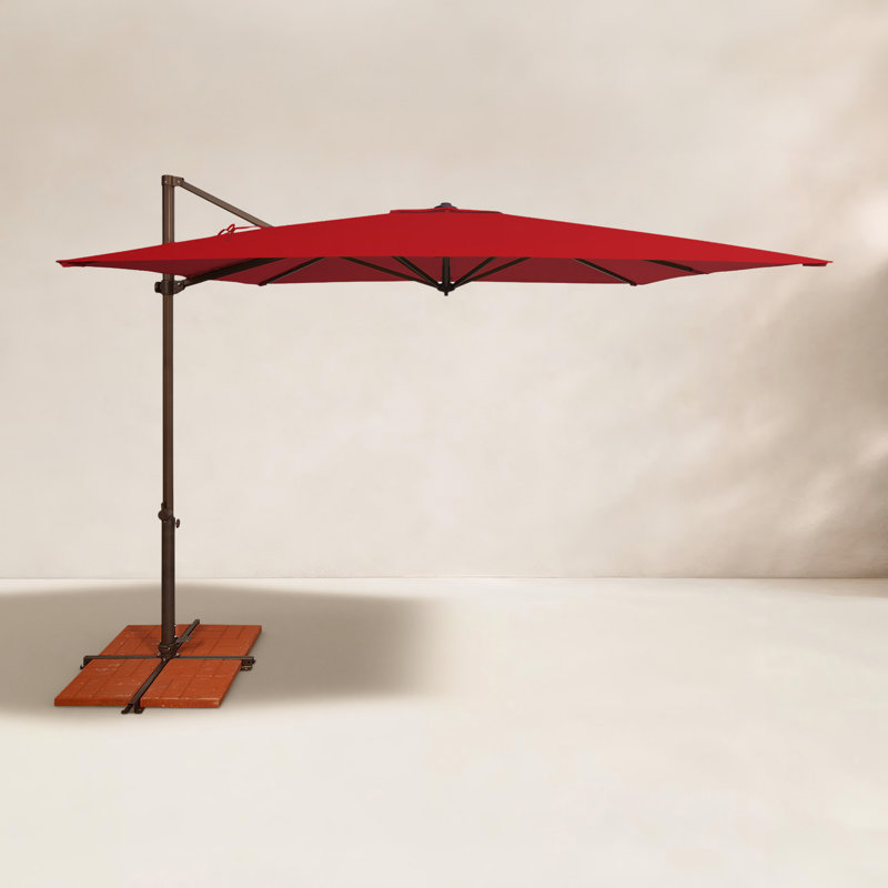 Parasol carré en porte-à-faux de 103,2 po Cora, Toile Sunbrella® rouge Jockey, Bronze