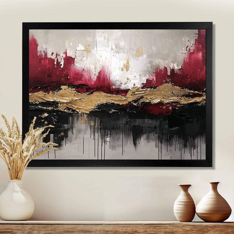 Nowshin - Abstract Wall Art, Reproduction encadrée d'une seule photo, Noir, noir, noir, noir, H 16 po x l 32 po