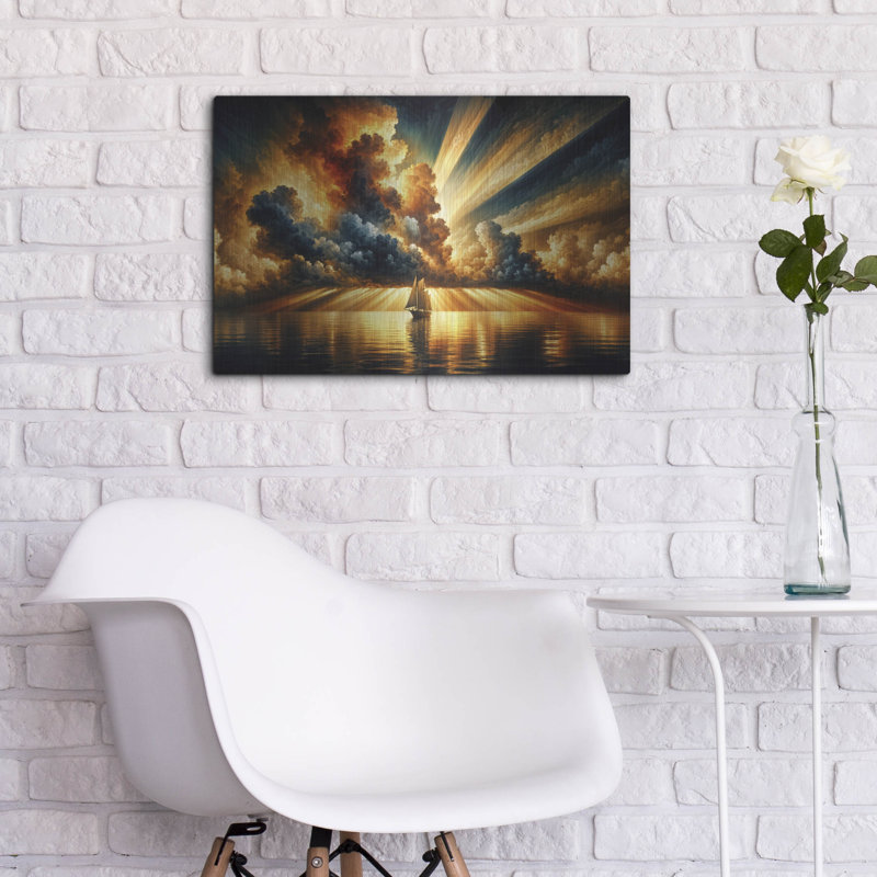  «Tall Ship Under Dramatic Sky» par Rey Klimt, art mural en métal, 24 po x 16 po, H 16 po x l 24 po