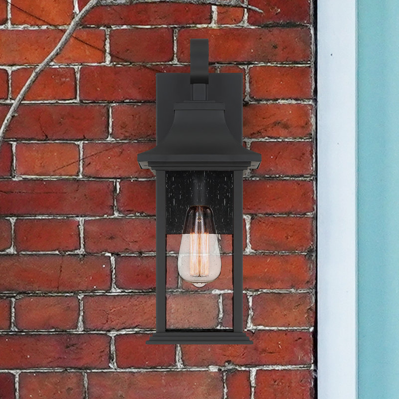 Hampshire Black Outdoor Wall Lantern, 17.25" H x 6.75" W x 7.5"D
