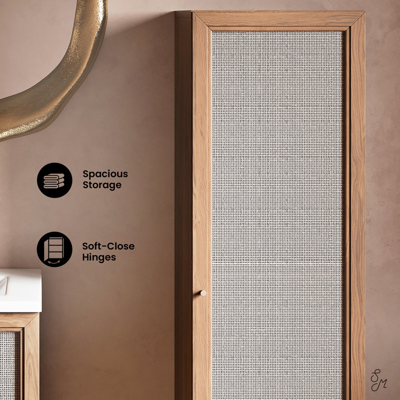 Classe 15" W x 60" H x 15" D Linen Cabinet in Oak