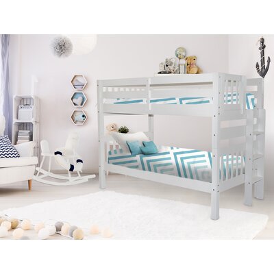 Treva Solid Wood Standard Twin over Twin Bunk Beds with Ladder -  Harriet Bee, 502963D3739C4705B475CDDB2A5BCFA5