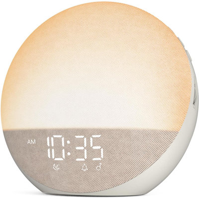 Sunrise Alarm Clock White Noise Machine: Natural Wake Up Light - Dimmable Clock With Bluetooth Speaker For Bedroom - 25 Sleep Sounds For Baby Adults Kids Putty