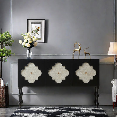 Solid Wood Minimalist Sea Shell Shoe Cabinet 47.24'' Sideboard