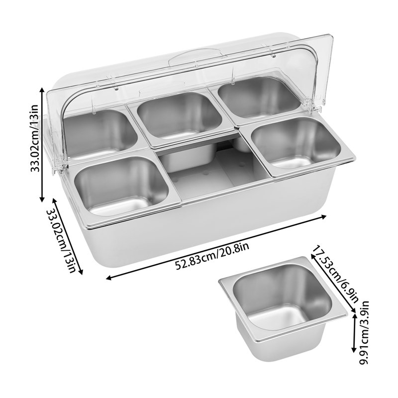 Food Serving Container With Lid (2 Set,6 Compartments)