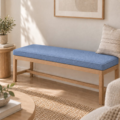 Coussin de banc d'extérieur personnalisé de 3,6 pouces d'épaisseur avec housse en lin synthétique, mousse haute résilience 75D, dessous antidérapant et passepoil simple