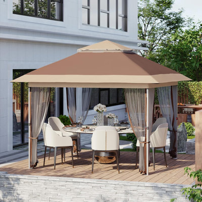 Pop Up Canopy Tent with Mosquito Netting, Outdoor Waterproof UV Shelter, Adjustable Height Gazebo, Wheeled Carry Bag, Portable Event Tent for Garden, Backyard, Deck, Parties