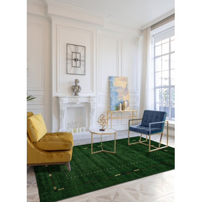 Kashkuli Gabbeh Green Rug 4'11" x 7'10"