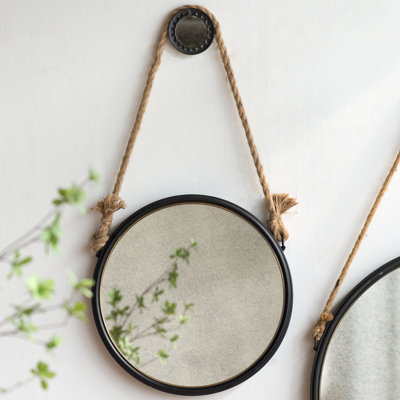 19.5" in  Round Mirror with Rope Strap
