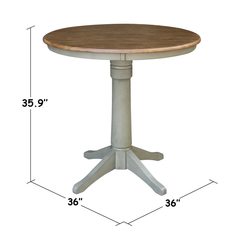 Gianluka Counter Height Solid Wood Dining Table, 35.9" H x 36" L x 36" W, Hickory/Stone