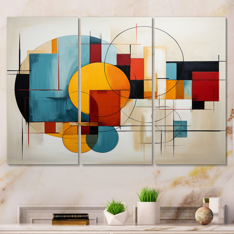 Geometric Abstraction Focus II - Abstract Spirals Canvas Prints Set, 32" H x 48" W x 1" D