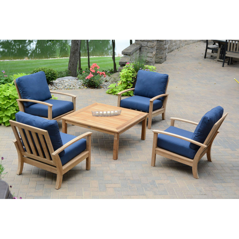 St. Lucia Teak Outdoor Lounge Chair, Spectrum Sand Sunbrella® Plainweave