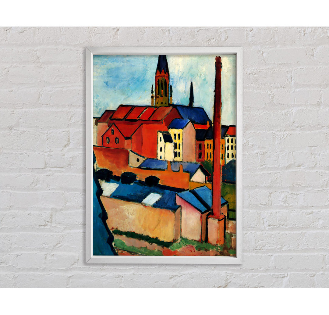 Gerahmtes Poster August Macke St. Marien Kirche mit Häusern und Schornstein