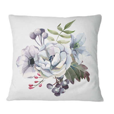 Bouquet avec citron citron, mandarine sur bleu foncé - coussin décoratif traditionnel