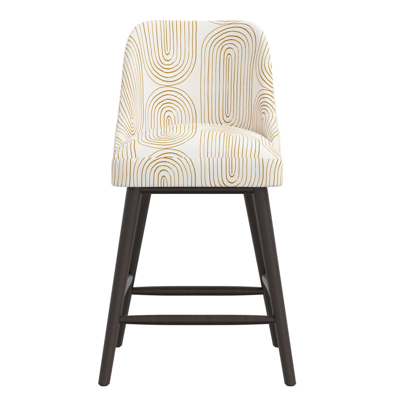 Tabouret de bar et de comptoir Gallie, Tabouret de comptoir (hauteur de siège de 27 po), Moutarde, oblong, Espresso